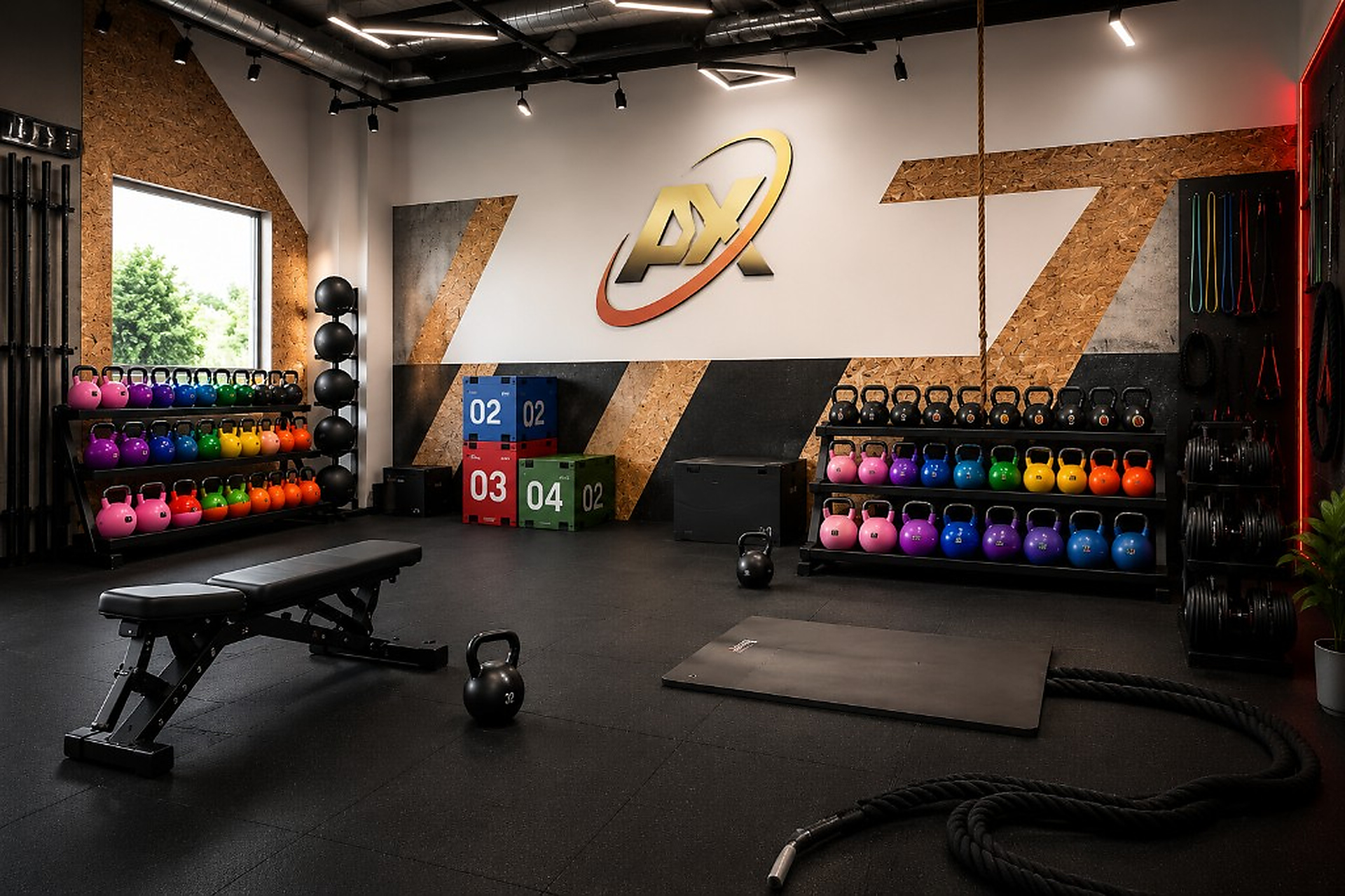 AoXiang complete kettlebell floor for a new gym free-weight zone