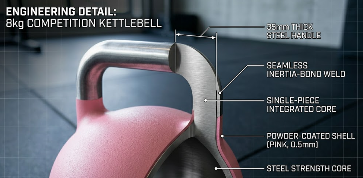 8kg Competition Kettlebell | Pink Standard Steel Kettlebell for Gyms(图2)