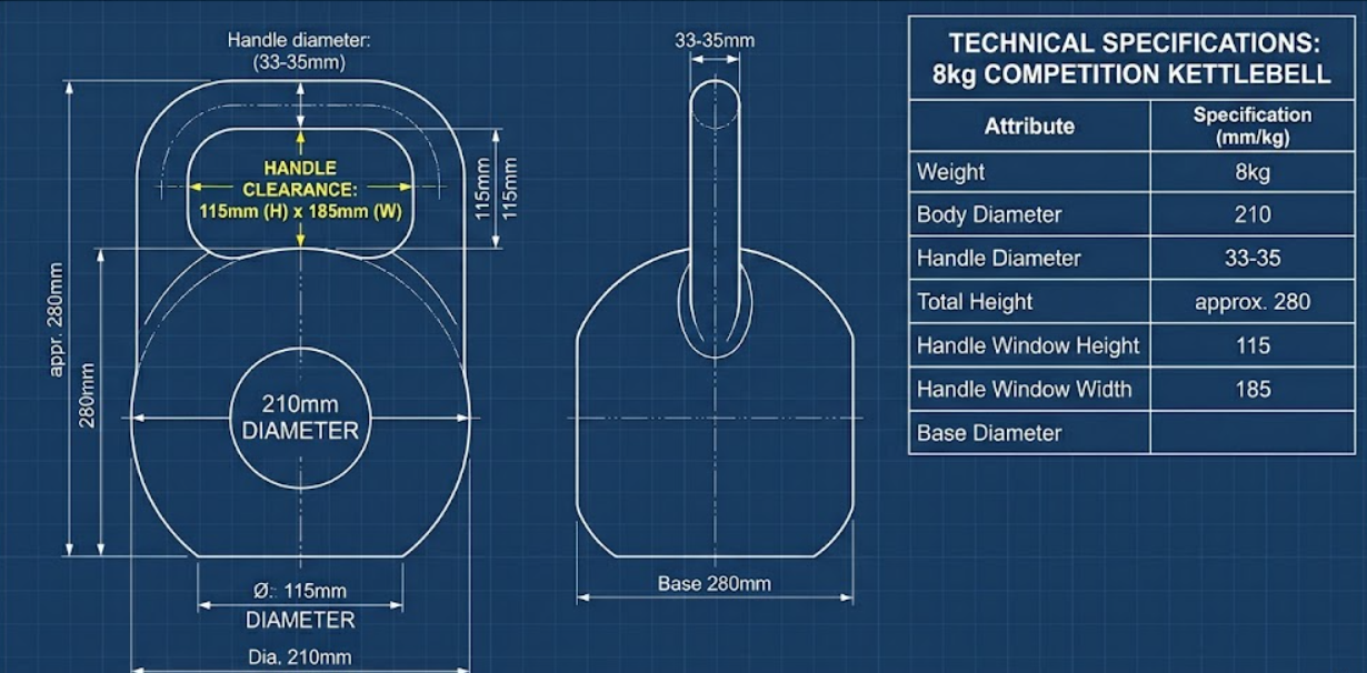 8kg Competition Kettlebell | Pink Standard Steel Kettlebell for Gyms(图4)